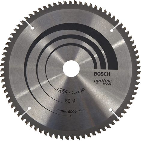 Bosch 2608640437 - Lama per Sega Circolare Optiline Wood per Sega Radiale, Diametro 254 mm, 80 denti, Nero, 1 Pezzo, 254.0 (1/4)