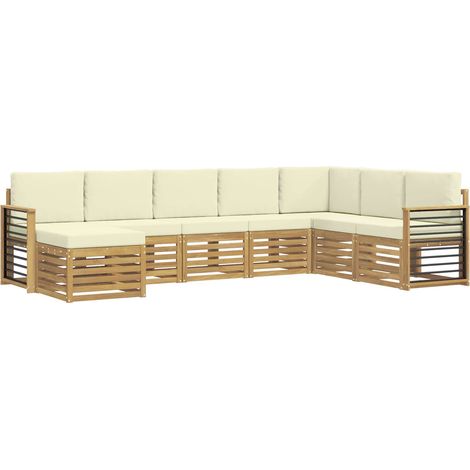 Ensemble de canapés d'extérieur 8 pc Blanc et crème Polyester vidaXL