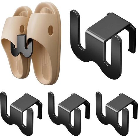 Scarpiera - Porta scarpe/pantofole - Organizza le scarpe - Montaggio autoadesivo - 4 pezzi - Nero (1/5)