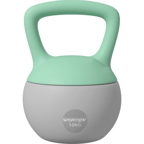 SPORTNOW pesa rusa 10 kg, kettlebell relleno de arena metálica y mango antideslizante, para entrenamiento culturismo en casa, gimnasio, verde y gris (1/5)