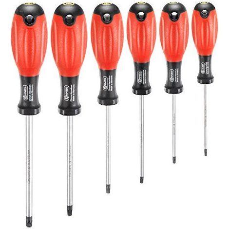 Connex COX310996 Tournevis TX avec Manches 2-Composants, Argent/Noir/Rouge, Set de 6 Pieces