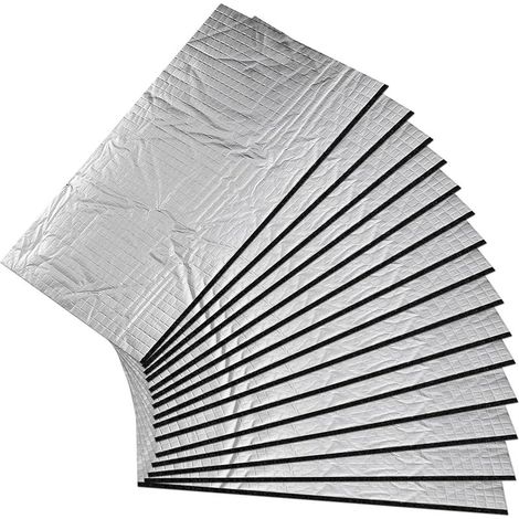 Lot de 15 feuilles de 5 mm de natte isolante en alu-butyl autocollante, isolation acoustique autocollante, isolation acoustique autocollante pour voiture pour la protection contre le bruit (1/5)