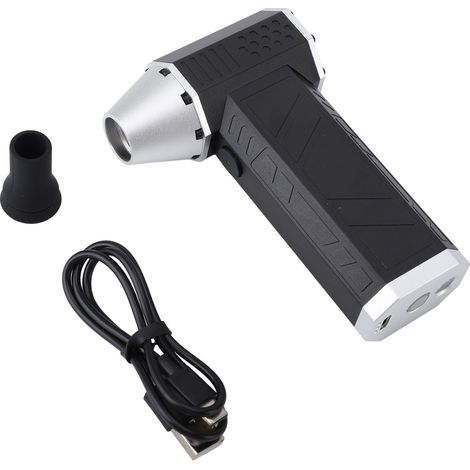 Mini ventilateur Turbo Jet souffleur à sec 120 000 tr/min moteur sans balais 3 vitesses dépoussiéreur d'air électrique rechargeable avec lumière LED noir et argent