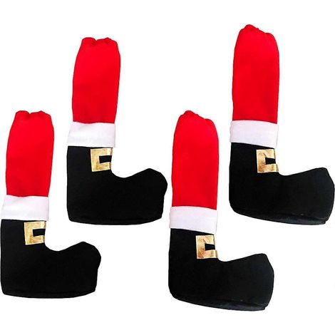 Lot de 4 housses de pieds de table et de chaises pour Noël, avec protection pour bouteilles de vin. (1/5)