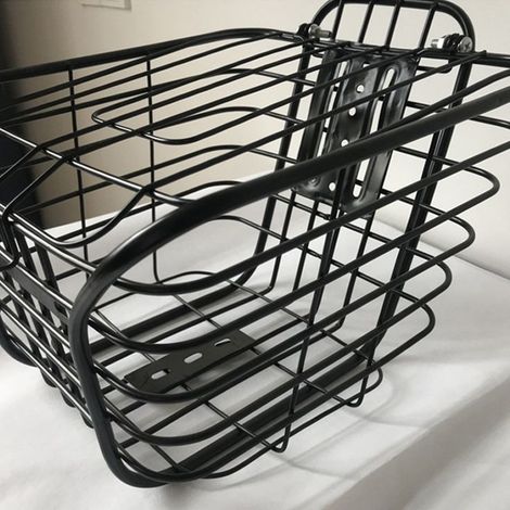 Panier avant vélo en fer noir grande capacité, couvercle inclus, accessoire multifonction pour cyclisme et électromobile (1/5)