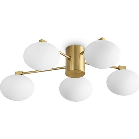 Ideal Lux HERMES 5-flammige 60-cm-Kugel-Deckenleuchte aus Messing (1/2)