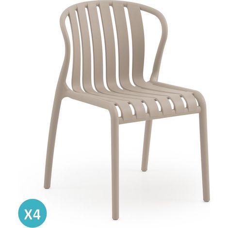 Ensemble de 4 chaises en polypropylène couleur camel (1/5)