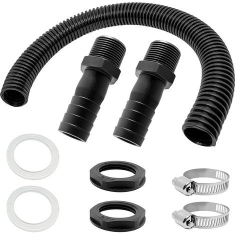 Trop Plein Cuve , 2 Pcs Trop Plein Cuve Eau 1000L , Raccord Recuperateur d Eau de Pluie , Kit de Jumelage Cuve mit Joints , Tuyau de Raccordement et 2 Embouts avec Contre-écrous pour Cuve Eau