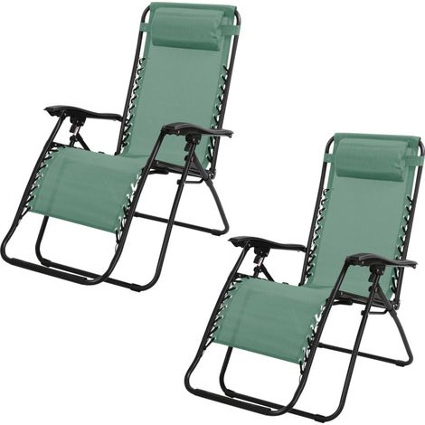 Lot de 2 fauteuils inclinables relax en métal "La Playa" - Vert - L 64 x P 90 x H 108 cm - Livraison gratuite (1/3)