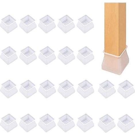 24 Pcs Pied De Chaise Silicone Embout De Chaise Protection Pied Cache Pied De Table Carr Prvenir Les Rayures Le Bruit Et Les Dommages Durables Et (1/5)