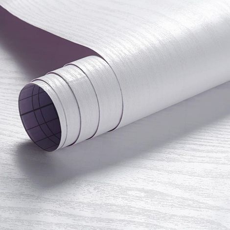 Papier peint autocollant - Sticker imitation bois blanc - Autocollant, amovible, imperméable, convient pour les armoires et les plans de travail (60x300cm) (1/5)