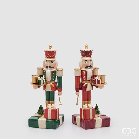 EDG Enzo De Gasperi Portacandela Soldatino Natalizio Green Red 10x10xH28 cm – 1 Pezzo Assortito (1/5)