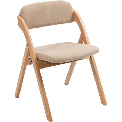 CHICFURN Pack de 2 sillas de comedor plegables 79x54x60 cm de madera beige, sin montaje (1/5)