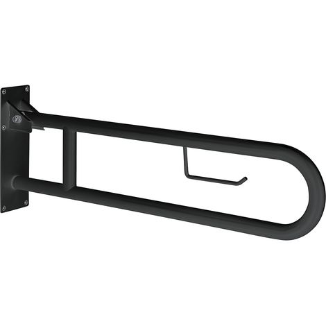Gedy SNUG maniglione ribaltabile 80 cm con portarotolo nero opaco codice prod: 000056581400000