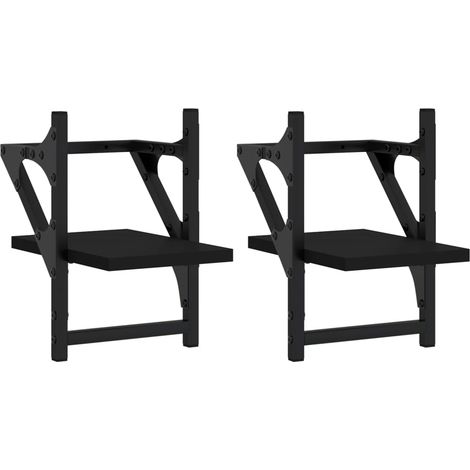 Étagères murales avec barres 2 pcs,Étagère flottante noir 20x25x30 cm CFW62674 (1/5)