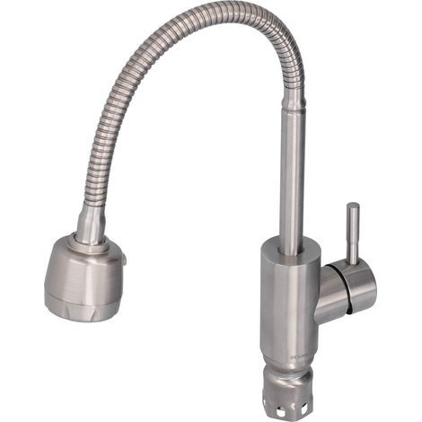 Küchenarmatur aus Edelstahl, schwenkbarer Auslauf mit Zwei-Modus-Brausekopf für Spüle, Warm- und Kaltwasser (ohne Schlauch) (1/5)