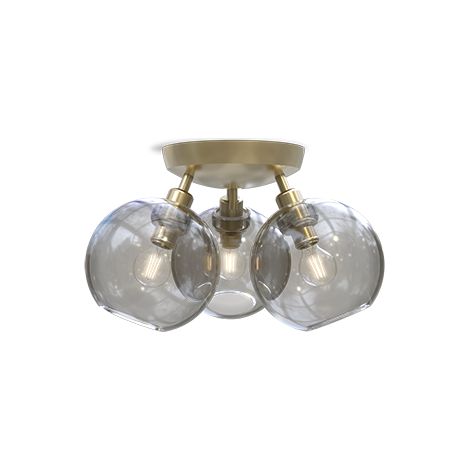 Gloria Plafonnier Globe Laiton, Verre Fumé 3x E14 (1/2)