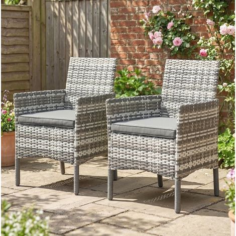 Poltrone da giardino in polyrattan, set da 2, con cuscini sfoderabili, grigio HAVRYA (1/4)