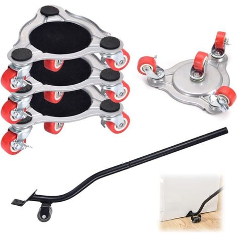 5 pièces Roulettes pour Meubles Charge Lourde, Lève-Meubles, Roulettes Pivotantes avec Frein à Pied, Rotatif à 360 Degrés, Charge de 400 kg, pour DéPlacer des Canapé, Commodes (1/4)