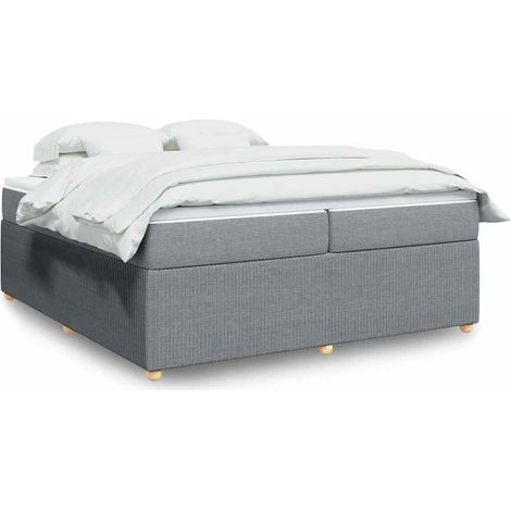 Boxspringbett mit Matratze Hellgrau 200x200 cm Stoff (1/5)
