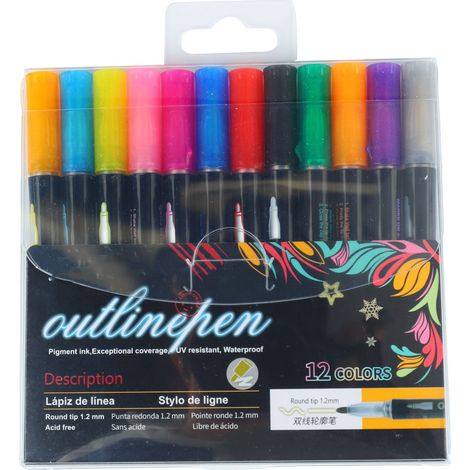 12 Pcs Surligneurs Couleurs Assorties Pointe Fibre Ronde Séchage Rapide Appuyer pour Utiliser Stylo Prise de Notes École Bureau Art (1/5)
