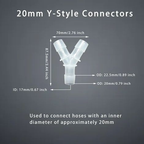 (5 raccords en Y de 20 mm) 5 raccords en T pour tuyau d'arrosage, séparateurs de flux d'air et d'eau en forme de Y, joints de tuyau en plastique pour irrigation goutte à goutte, aquariums et jardin. (1/5)