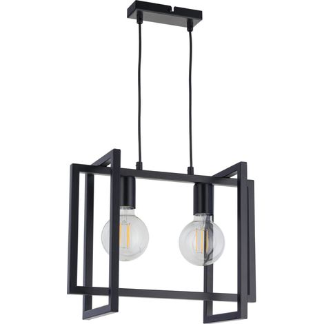 Suspension loft géométrique noire double Eden 2xE27 Sigma