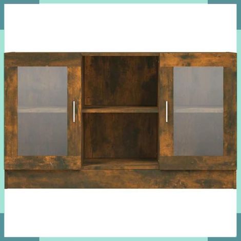 815627 Armoire à vitrine Chêne fumé 120x30,5x70 cm Bois d'ingénierie (1/5)
