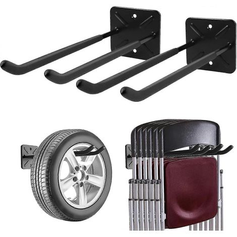 Crochets de garage, porte-manteaux muraux, abris de rangement, supports à outils robustes, crochets de rangement multifonctionnels pour garage (paquet de 2) (1/5)
