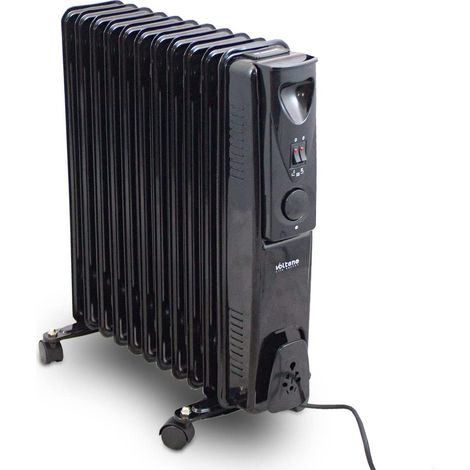 Radiador de Aceite 11 Elementos 2500W Negro, calefactor eficiente con 3 ajustes de potencia, 11 costillas, 4 ruedas, protección contra sobrecalentamiento