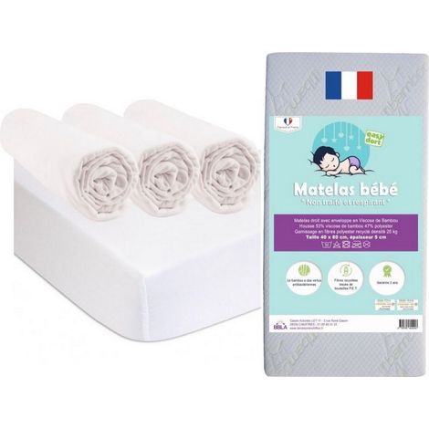 Matelas berceau couffin bébé 40x80 + 3 Draps housse + 2 Alèses (1/4)
