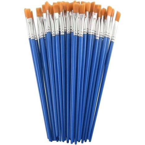 100 Pièces Pinceaux Plats en Nylon pour Détails Peinture Aquarelle Enfants Artistes (1/4)