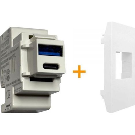 Perry presa USB A + C 3A compatibile Vimar Linea Bianco - 1MCUS002B