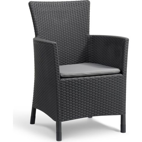Gartensessel mit Sitzkissen Dining Chair Iowa Gartenstuhl Esszimmerstuhl Geflechtoptik (1/7)
