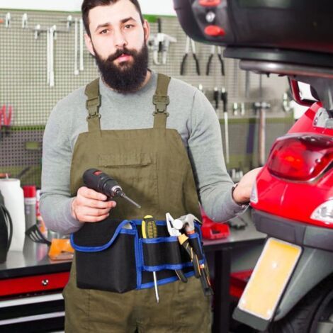 Sac à outils, ceinture porte-outils pour le travail du bois, sac de rangement pour outils de construction, ceinture porte-outils domestique (bleue) (1/4)