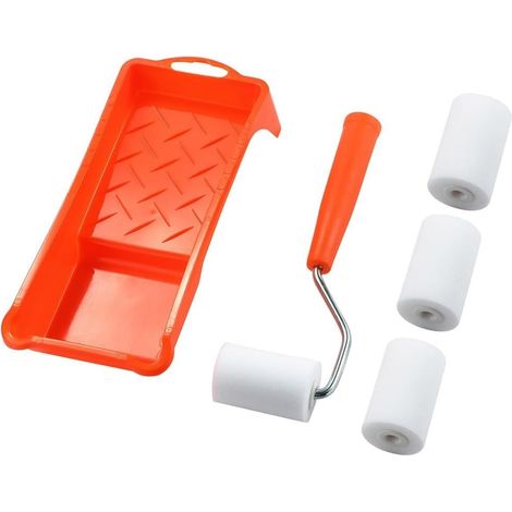 Lot de rouleaux en mousse de 5,1 cm comprenant 4 rouleaux plats doubles, une doublure de bac à peinture et un cadre de rouleau solide pour une répartition uniforme de la peinture et une finition lisse (1/5)