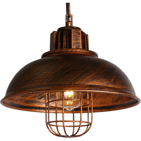 Lampada a Sospensione, Vintage Luce da Soffitto con Ø33cm Paralume in Ferro, Industriale Stile Illuminazione Supporto Edison E27 per Corridoio Cucina Isaland Camera da Letto Scala (1X Rame) (1/5)