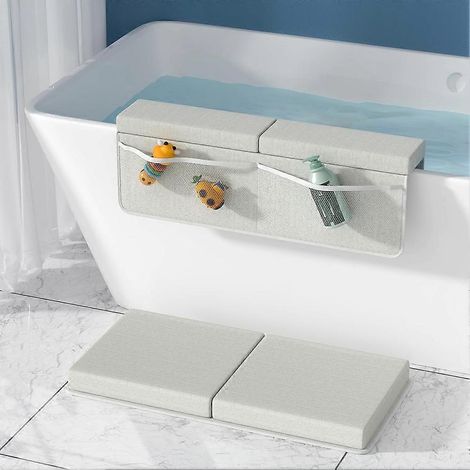 Ensemble tapis de bain pour bébé avec repose-genoux et coudières, tapis de bain antidérapant et confortable avec support pour les genoux et les bras (gris) (1/3)
