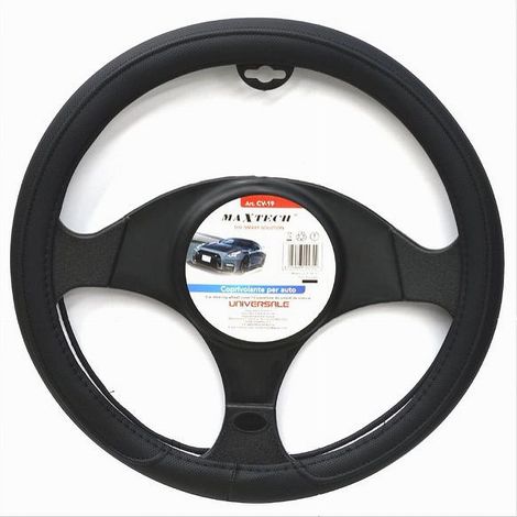 TRADE SHOP - Coprivolante Universale Auto Copertura Fodera Protezione Sterzo 38cm Nero Cv-19 - (1/2)