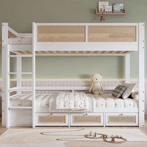 letto contenitore 90x200 cassetti scala sicura legno OKMYHOME (1/5)