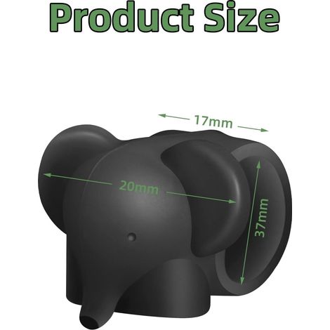 Lot de 6 butées de porte en forme d'animaux, butées de porte anti-collision, protections murales en silicone, protections de poignées de porte pour chambre, salle de bain, bureau (1,57 pouce, noir) (1/5)