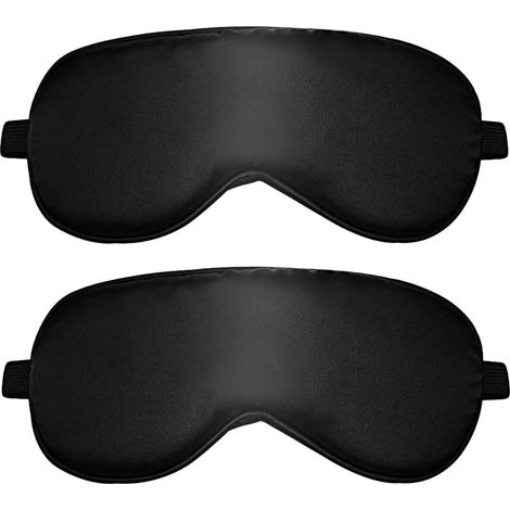 Lot de 2 Masque de sommeil, Soie de mûrier, Occultant, Bande élastique ajustable, Voyage et chambre (1/5)