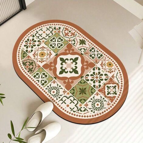 Tapis floqué style nordique pour entrée, chambre et salle de bain - absorbant et antidérapant - 40 x 60 cm (1/2)