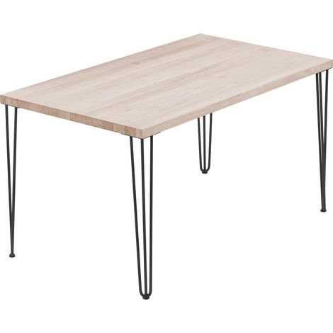 LAMO Manufaktur Esstisch Küchentisch, 100x60x76 cm (AxBxH), Creative, Roh / Schwarz, LOG-01-A-001-9005Cr