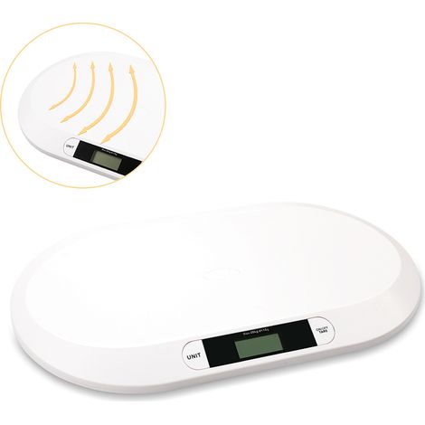 Wolketon Baby Scales Flat Digital Nursing Scales Animal Scales Suitable for Newborns Under 20 kg with LCD Display Automatic Shut-Off Exfoliating Function White (55 cm x 33 cm x 2.7 cm)