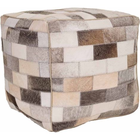 Puff de piel marrón 44x44x44 cm