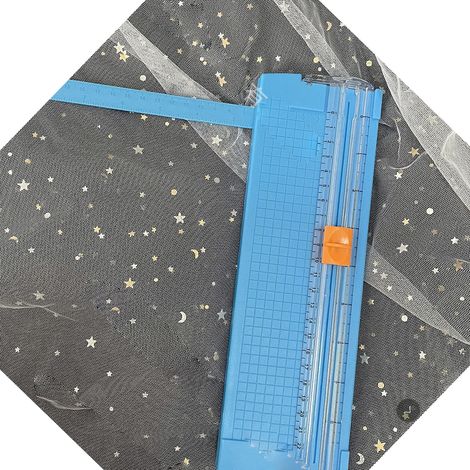 Coupe-papier mini pliable à échelle transparente sans bavures en acier au carbone pour scrapbooking, bleu (1/5)