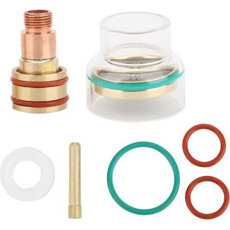 WIG-Schweißset, WIG-Schweißzubehör mit Klemme, WIG-Brennerset, Isolierglasbecher, Hochtemperaturbeständiger O-Ring, Messingdorn, Schweißbrenner (1/5)