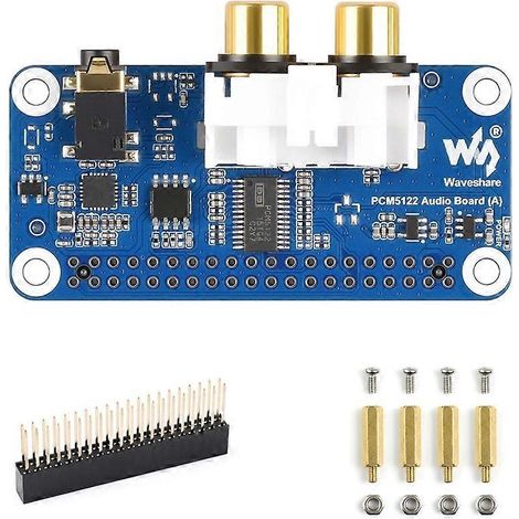 Carte audio Waveshare pour Raspberry Pi PCM5122, DAC I2S, carte son Hi-Fi, carte d'extension audio, firmware EEPROM pour PI5/PI4/Zero (1/5)