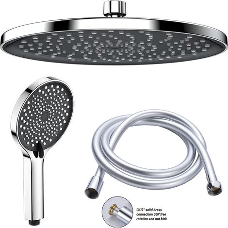 Douche de tête, raccords filetés 1/2", douche ronde 255 mm, s (1/5)